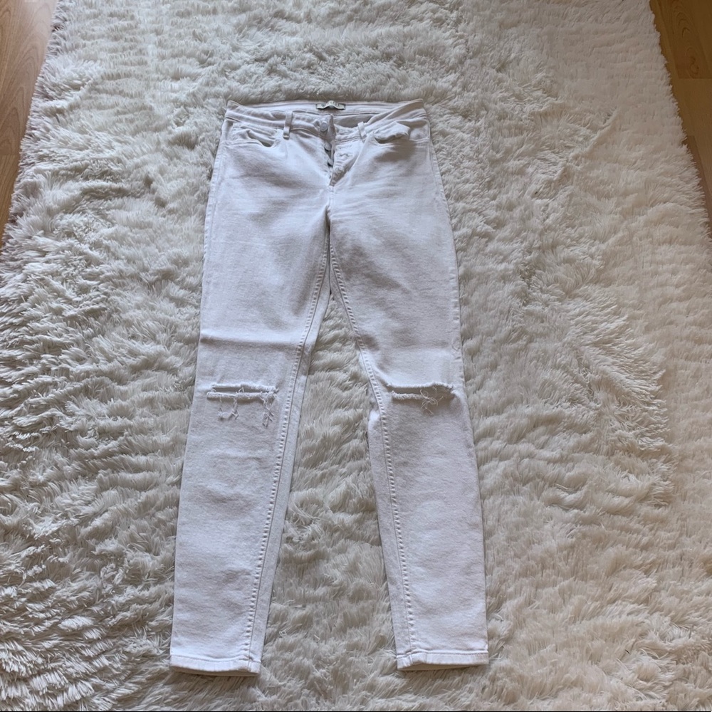 Guess high waisted white jeans